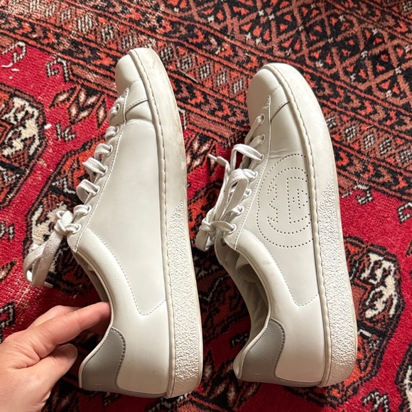 Gucci Ace interlocking G White & Gray Leather Sneakers size 8. - Picture 5 of 15